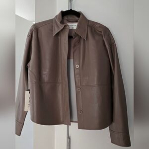 Aritzia Babaton Taupe Leather Jacket